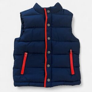 Janie and Jack Navy Puffer Jacket with Red Trim